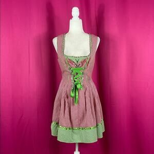 Spieth and Wensky checked deer and elk embroidered Austrian dirndl dress 40 M